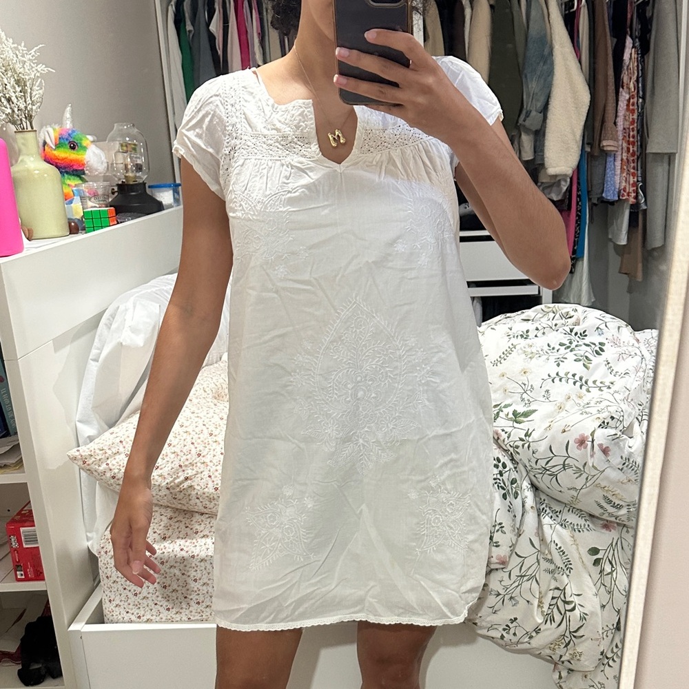 Elegant White Embroidered Dress